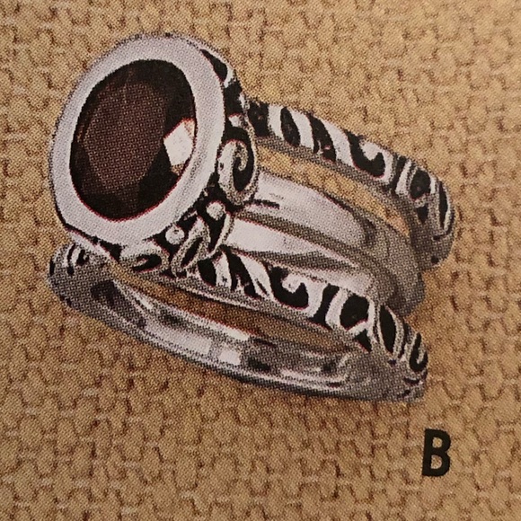 Silpada Jewelry - Vintage Silpada Sterling Silver Smoky Quartz Ring Set R1384 Size 6